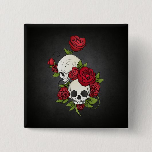 Blumenknopf skulls Dia de Los Muertos | Button (Vorderseite)