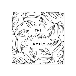 Blumenknospen Blätter handgezeichnete Kranzfamilie Gummistempel