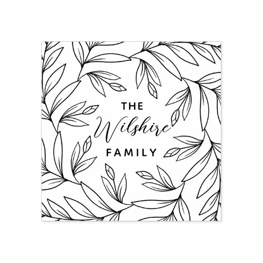 Blumenknospen Blätter handgezeichnete Kranzfamilie Gummistempel (Prägung)