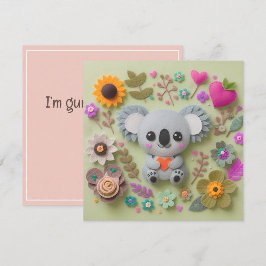 Blumenkoala mit Herz Feiertagskarte (Vorne/Hinten)