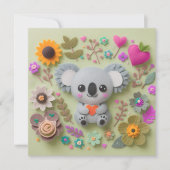 Blumenkoala mit Herz Feiertagskarte (Vorderseite)