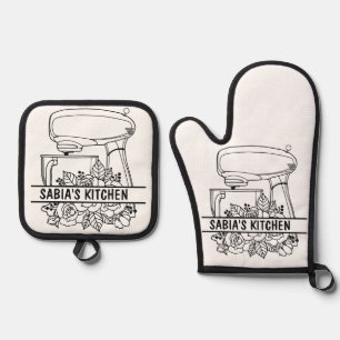 Blumenkochdekor, Geschenk für die Haushaltswärmung Ofenhandschuh & Topflappen-Set