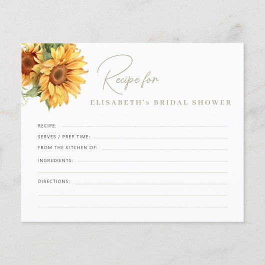 Blumenkochkarte für das Brautparty (Vorderseite)