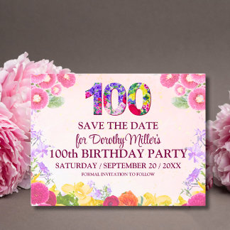 Blumenkohl, 100. Geburtstag Save the Date, Pastel  Postkarte
