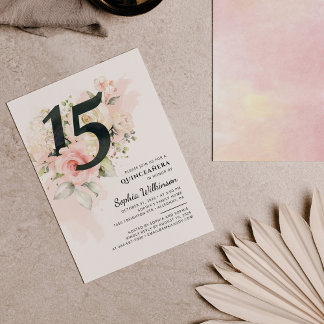 Blumenkohl 15. Geburtstag Quinceanera Eukalyptus-B Einladung
