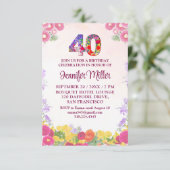 Blumenkohl 40. Geburtstag - Elegante Pastelle 40 J Einladung (Stehend Vorderseite)