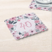 Blumenkohl 40. Geburtstag Party Pastel Pink Blume Untersetzer (angewinkelt)