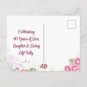 Blumenkohl, 40. Geburtstag Save the Date - Pastel Ankündigungspostkarte (Rückseite)