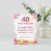 Blumenkohl, 40. Geburtstag Save the Date - Pastel Ankündigungspostkarte (Stehend Vorderseite)
