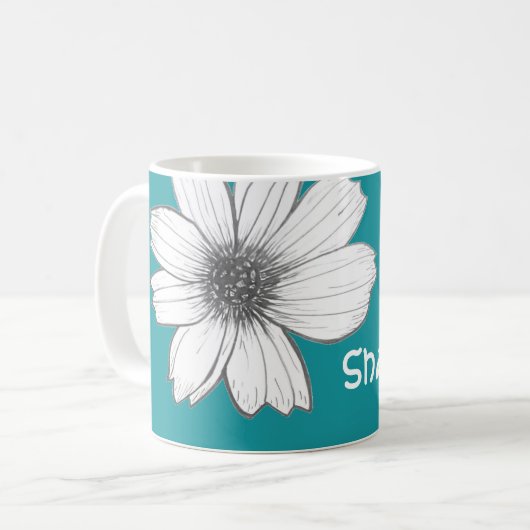 Blumenkohl Aquamarin Kaffeetasse (Vorderseite Links)