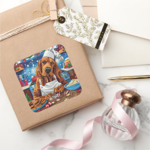 Blumenkohl Backen: Feierliche Weihnachten Quadratischer Aufkleber