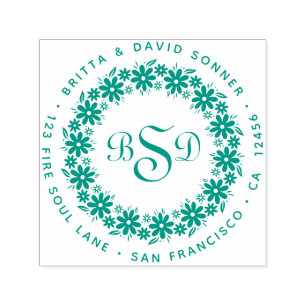 Blumenkohl Blume Kraut 3 Monogramme - Rücksendead Permastempel