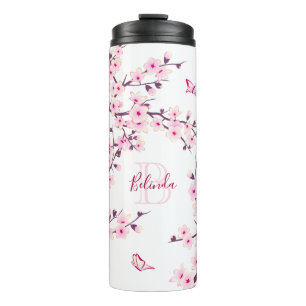 Blumenkohl Blüten Rosa Monogramm Thermosbecher