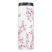 Blumenkohl Blüten Rosa Monogramm  Thermosbecher (Rückseite)