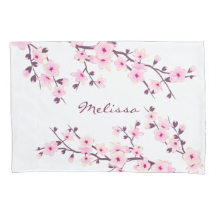 Blumenkohl Blüten Rosa Weißes Monogramm Kissenbezug