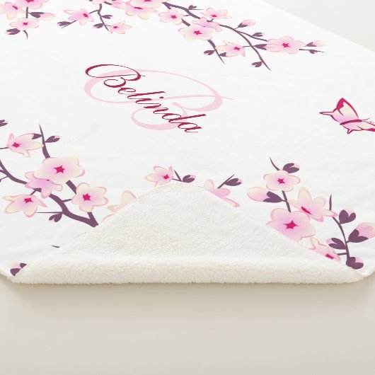 Blumenkohl Blüten Rosa Weißes Monogramm Sherpadecke (3/4)