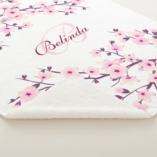 Blumenkohl Blüten Rosa Weißes Monogramm Sherpadecke (3/4)