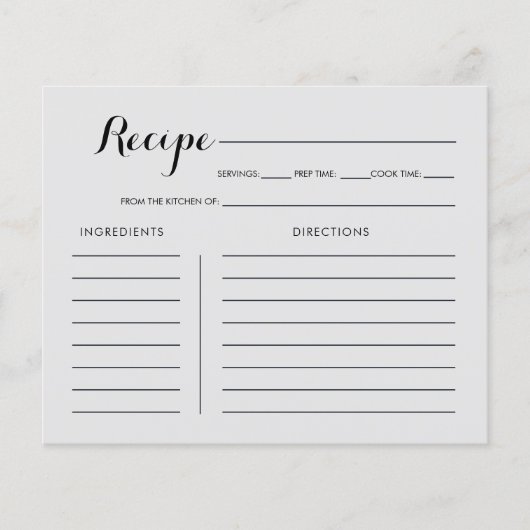 Blumenkohl-Brautparty Rezept-Karte (Vorderseite)