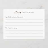 Blumenkohl-Brautparty Rezept-Karte Begleitkarte (Rückseite)