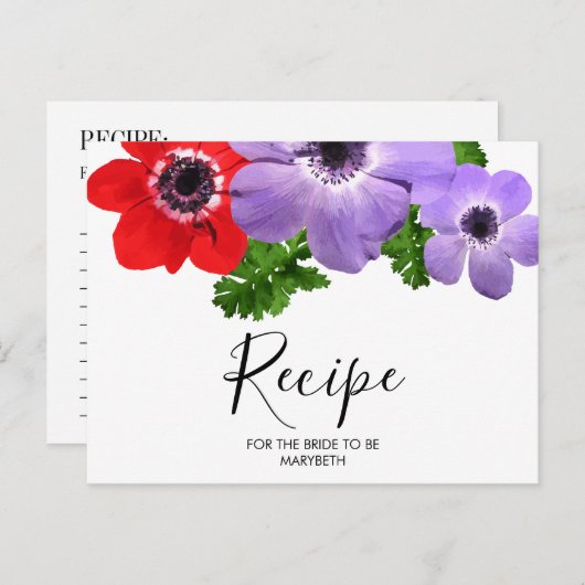 Blumenkohl Brautparty Rezept Postkarte (Vorne/Hinten)