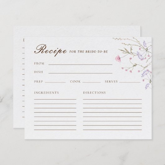 Blumenkohl-Brautparty-Rezeptionskarte (Vorne/Hinten)