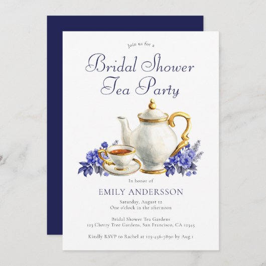 Blumenkohl Brautparty Tee Party Einladung (Vorne/Hinten)