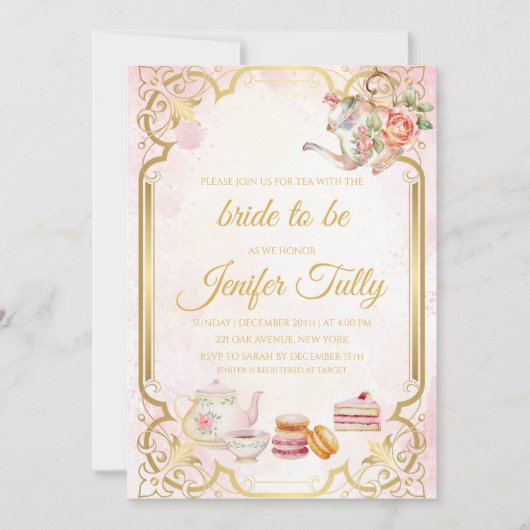 Blumenkohl Brautparty Tee Party Einladung (Vorderseite)