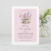 Blumenkohl Brautparty Tee Party Einladung (Stehend Vorderseite)