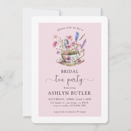 Blumenkohl Brautparty Tee Party Einladung (Vorderseite)
