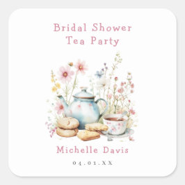 Blumenkohl Brautparty Tee Party Quadratischer Aufkleber