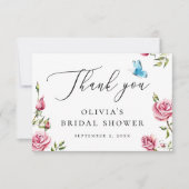 Blumenkohl Brautparty Tee Party | Romantische Rose Dankeskarte (Vorderseite)