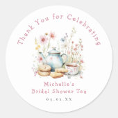 Blumenkohl Brautparty Tee Party Runder Aufkleber (Vorderseite)