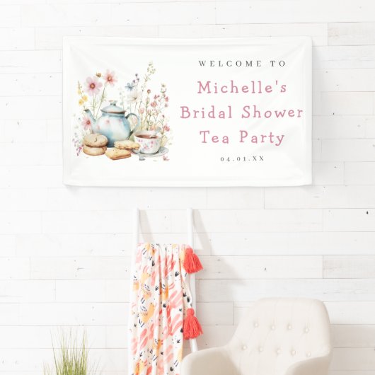 Blumenkohl Brautparty Tee Party Willkommen Banner (Insitu)