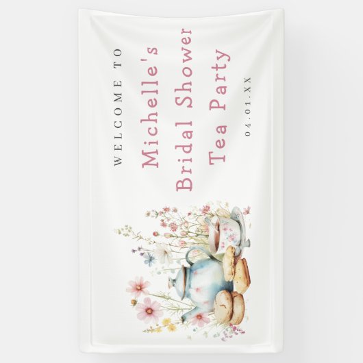 Blumenkohl Brautparty Tee Party Willkommen Banner (Vertikal)