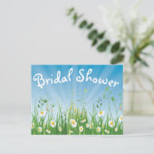 Blumenkohl Brautparty White Daisy Blue Einladung (Stehend Vorderseite)