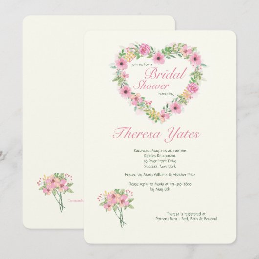 Blumenkohl Bridal Dusche Einladung (Vorne/Hinten)