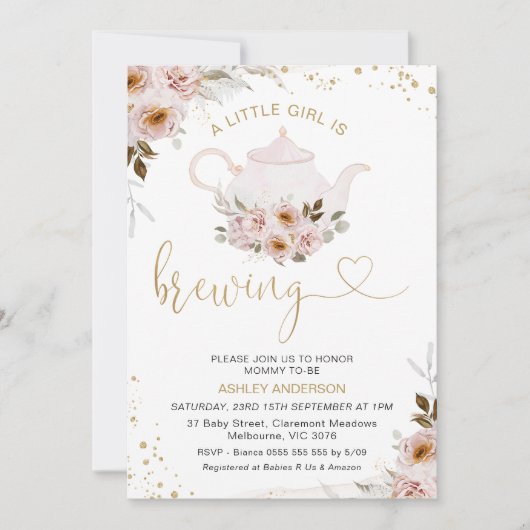 Blumenkohl ein kleines Mädchen braut Babydusche Einladung (Vorderseite)