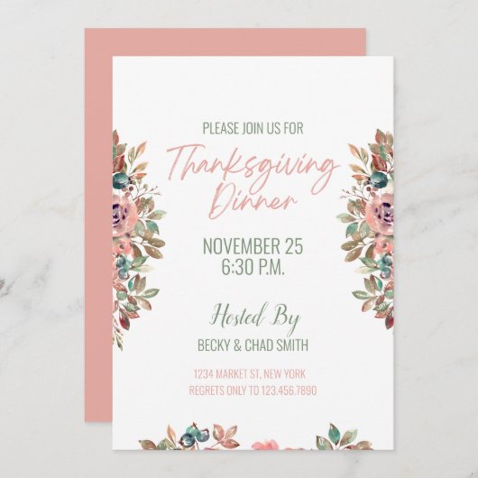 Blumenkohl Erntedank Abendessen Einladung Pastel (Vorne/Hinten)