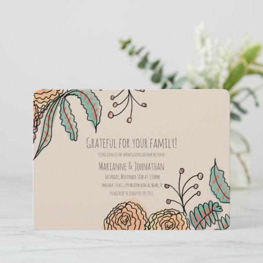 Blumenkohl Erntedank Dinner Grateath Einladung (Stehend Vorderseite)