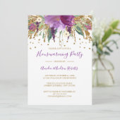 Blumenkohl-Glitzer Sparkling Amethyst Housewarming Einladung (Stehend Vorderseite)