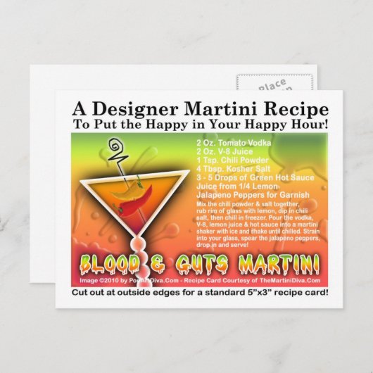 Blumenkohl Halloween Martini Rezept Postkarte (Vorne/Hinten)