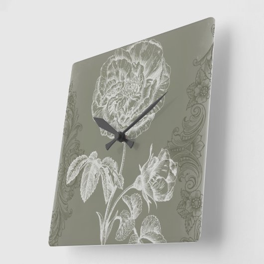 Blumenkohl I Quadratische Wanduhr (Winkel)