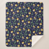 Blumenkohl in Deep Blue und Gelb Sherpadecke (Vorderseite)