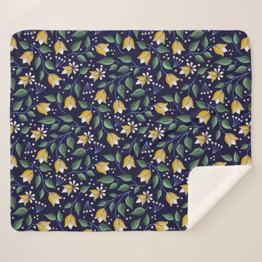 Blumenkohl in Deep Blue und Gelb Sherpadecke (Vorderseite (Horizontal))