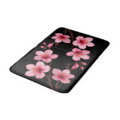 Blumenkohl-Kirsche Blüten Rosa Schwarz Badematte (Schrägansicht)