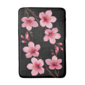 Blumenkohl-Kirsche Blüten Rosa Schwarz Badematte (Vorderseite Vertikal)