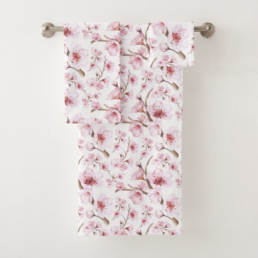 Blumenkohl-Kirsche Blüten Rosa weiß Badhandtuch Set (Insitu)