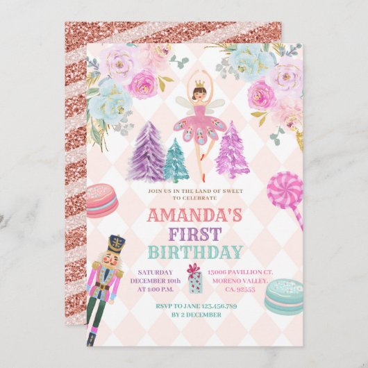 Blumenkohl Land der Süßigkeiten Mädchen Geburtstag Einladung (Vorne/Hinten)