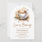 Blumenkohl Liebe ist Brown Coffee Brautparty Einladung (Vorderseite)