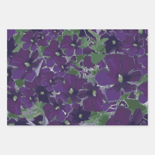 Blumenkohl Lila Clematis Trio Dekoupage Geschenk Geschenkpapier Set (Vorderseite)